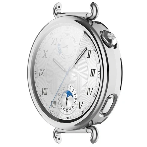 Etui z osłoną ekranu Bizon Case Watch Felipe do Huawei Watch GT6 41mm srebrne