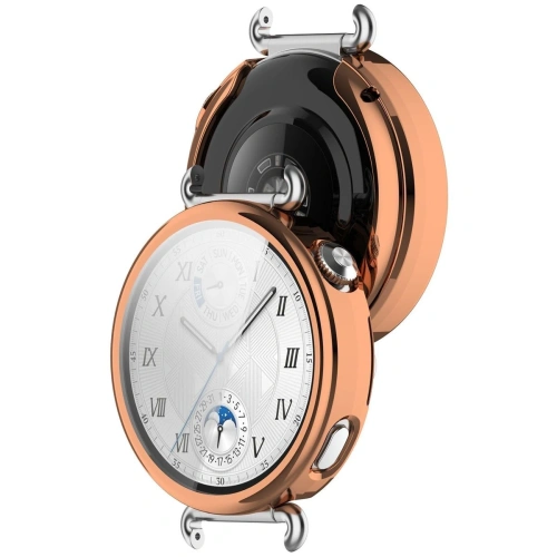 Etui z osłoną ekranu Bizon Case Watch Felipe do Huawei Watch GT6 41mm różowozłote