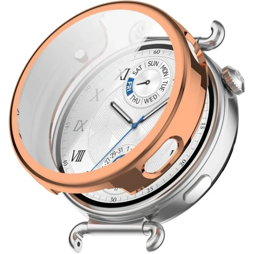 Etui z osłoną ekranu Bizon Case Watch Felipe do Huawei Watch GT6 41mm różowozłote