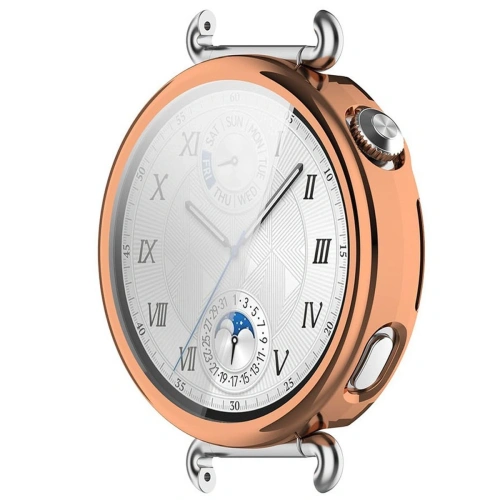 Etui z osłoną ekranu Bizon Case Watch Felipe do Huawei Watch GT6 41mm różowozłote