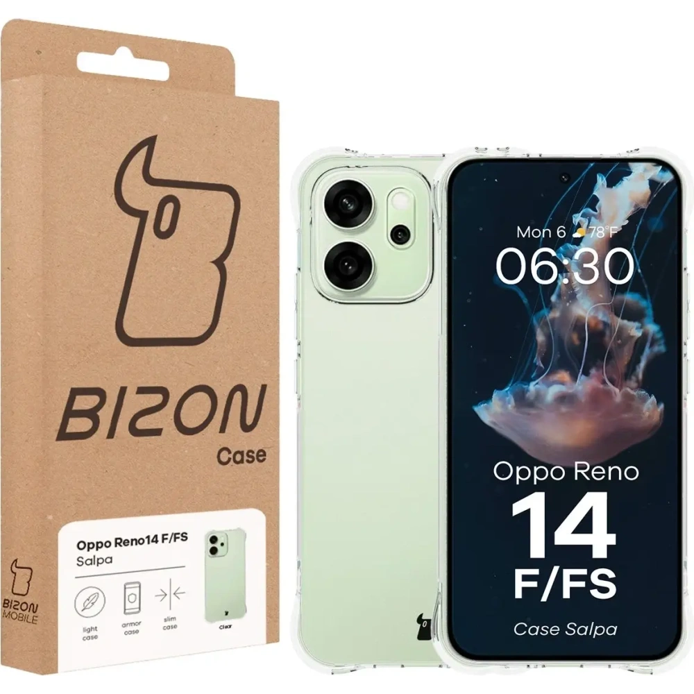 Elastyczne etui Bizon Case Salpa do Oppo Reno 14 F / 14 FS przezroczyste