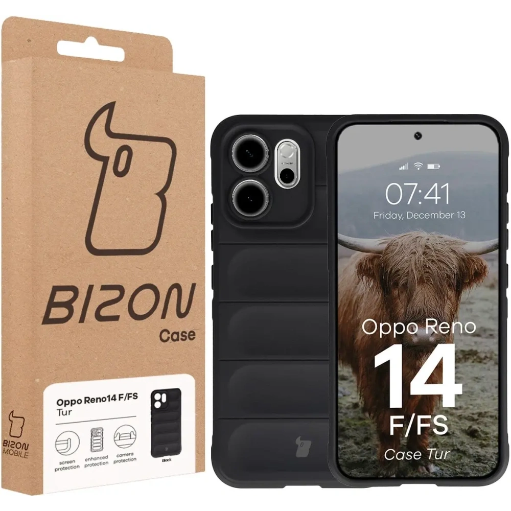 Pancerne etui Bizon Case Tur do Oppo Reno 14 F / 14 FS czarne