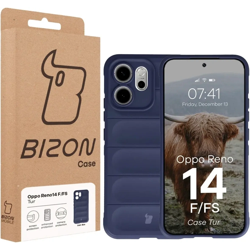 Pancerne etui Bizon Case Tur do Oppo Reno 14 F / 14 FS granatowe
