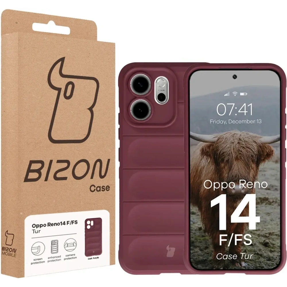 Pancerne etui Bizon Case Tur do Oppo Reno 14 F / 14 FS burgundowe