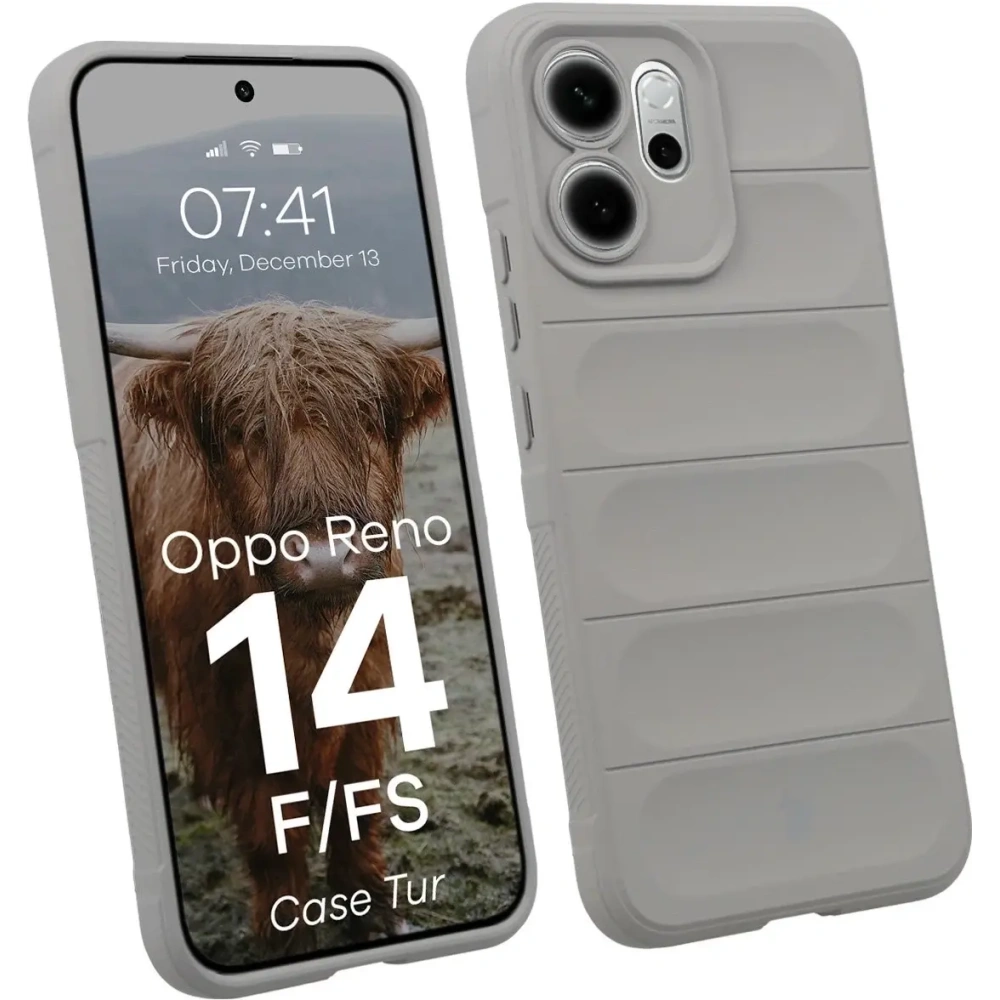 Pancerne etui Bizon Case Tur do Oppo Reno 14 F / 14 FS jasnoszare