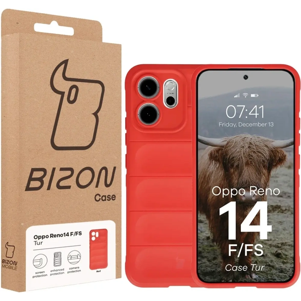 Pancerne etui Bizon Case Tur do Oppo Reno 14 F / 14 FS czerwone