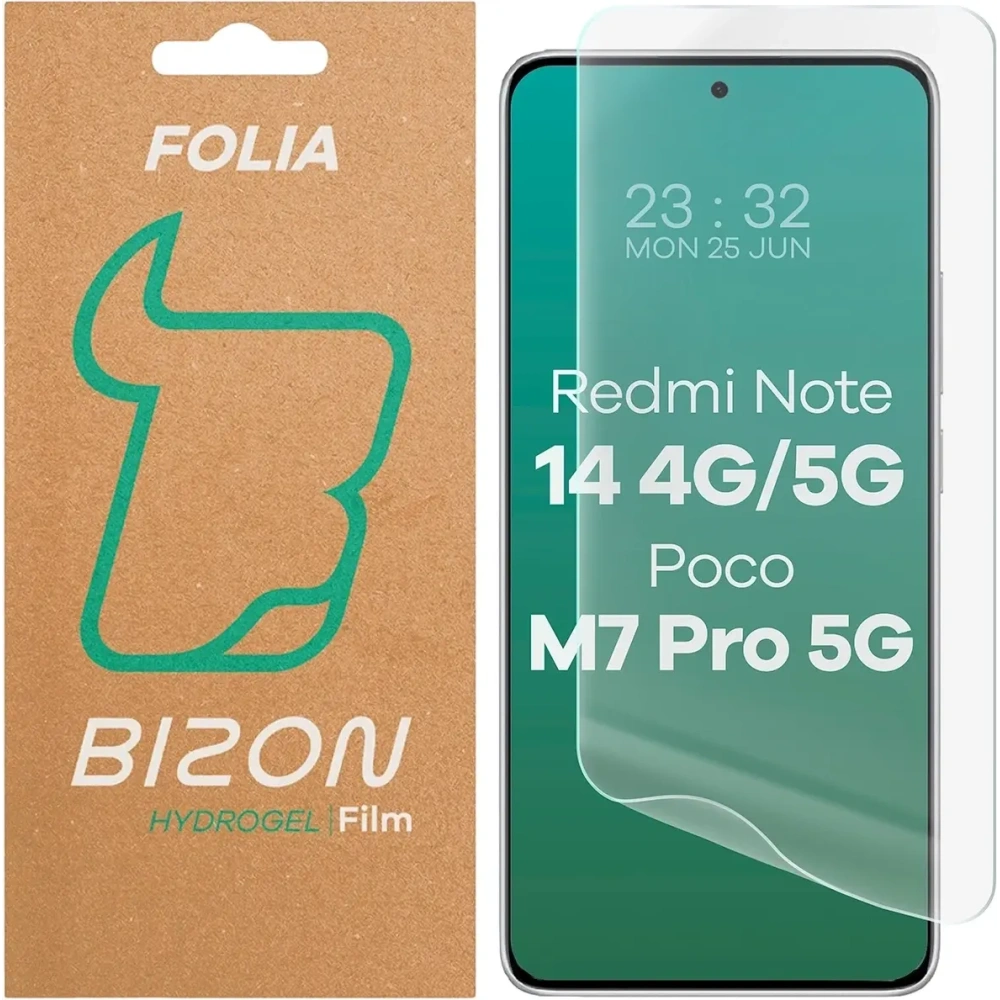 Folia hydrożelowa na ekran Bizon Glass Hydrogel Front do Xiaomi Redmi Note 14 4G / 14 5G / POCO M7 Pro 5G