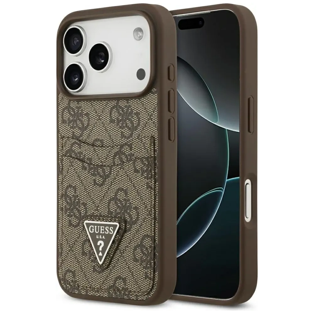 Etui Guess 4G Double Card Triangle do Apple iPhone 17 Pro brązowy