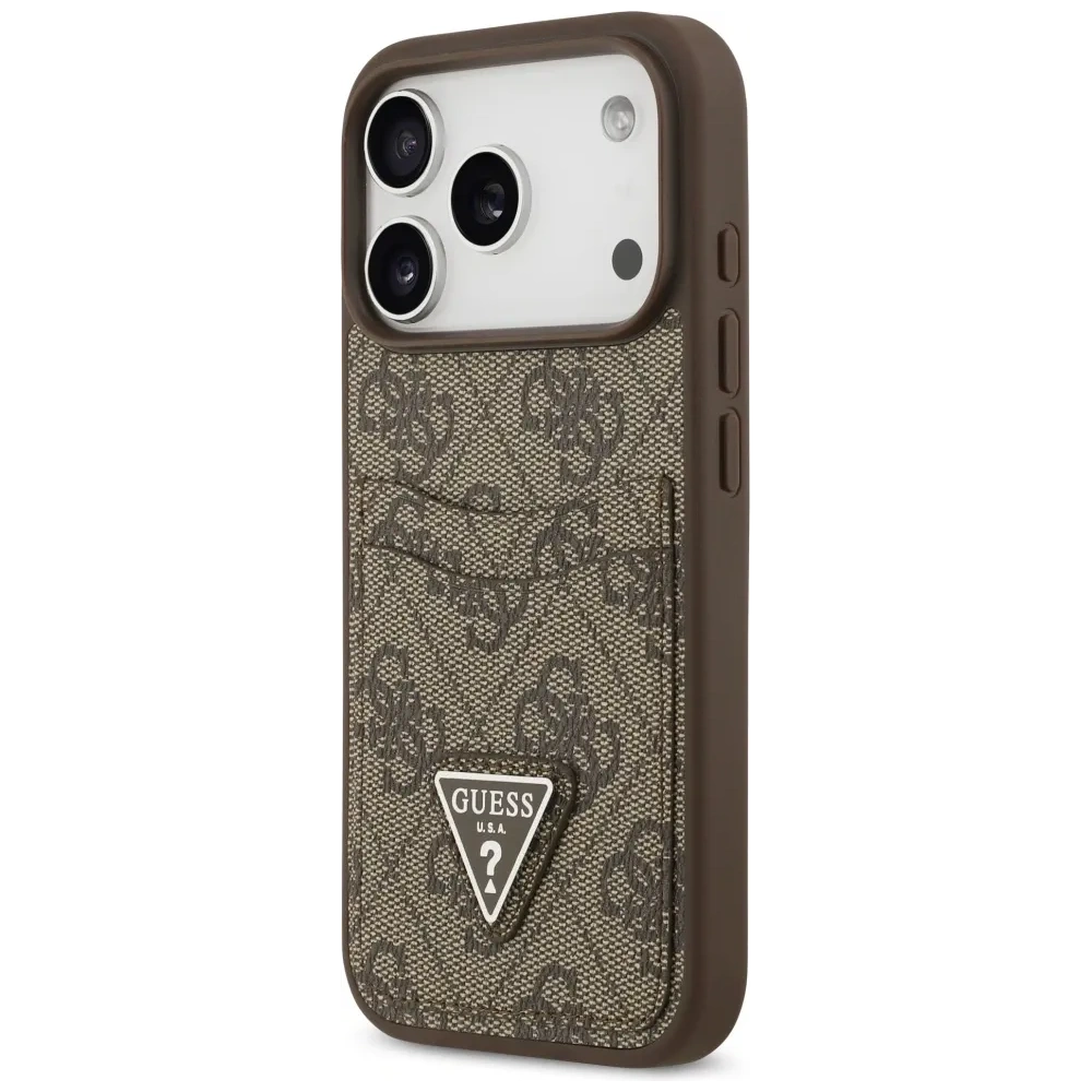 Etui Guess 4G Double Card Triangle do Apple iPhone 17 Pro brązowy