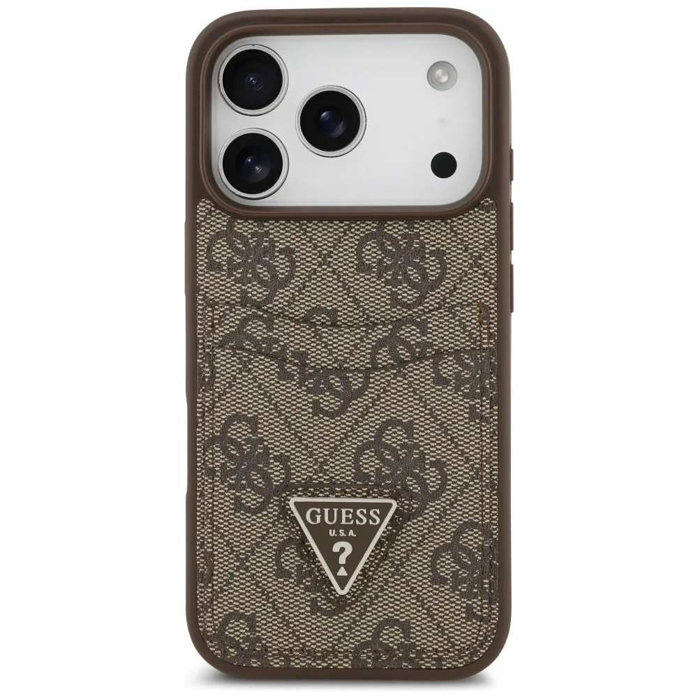 Etui Guess 4G Double Card Triangle do Apple iPhone 17 Pro brązowy