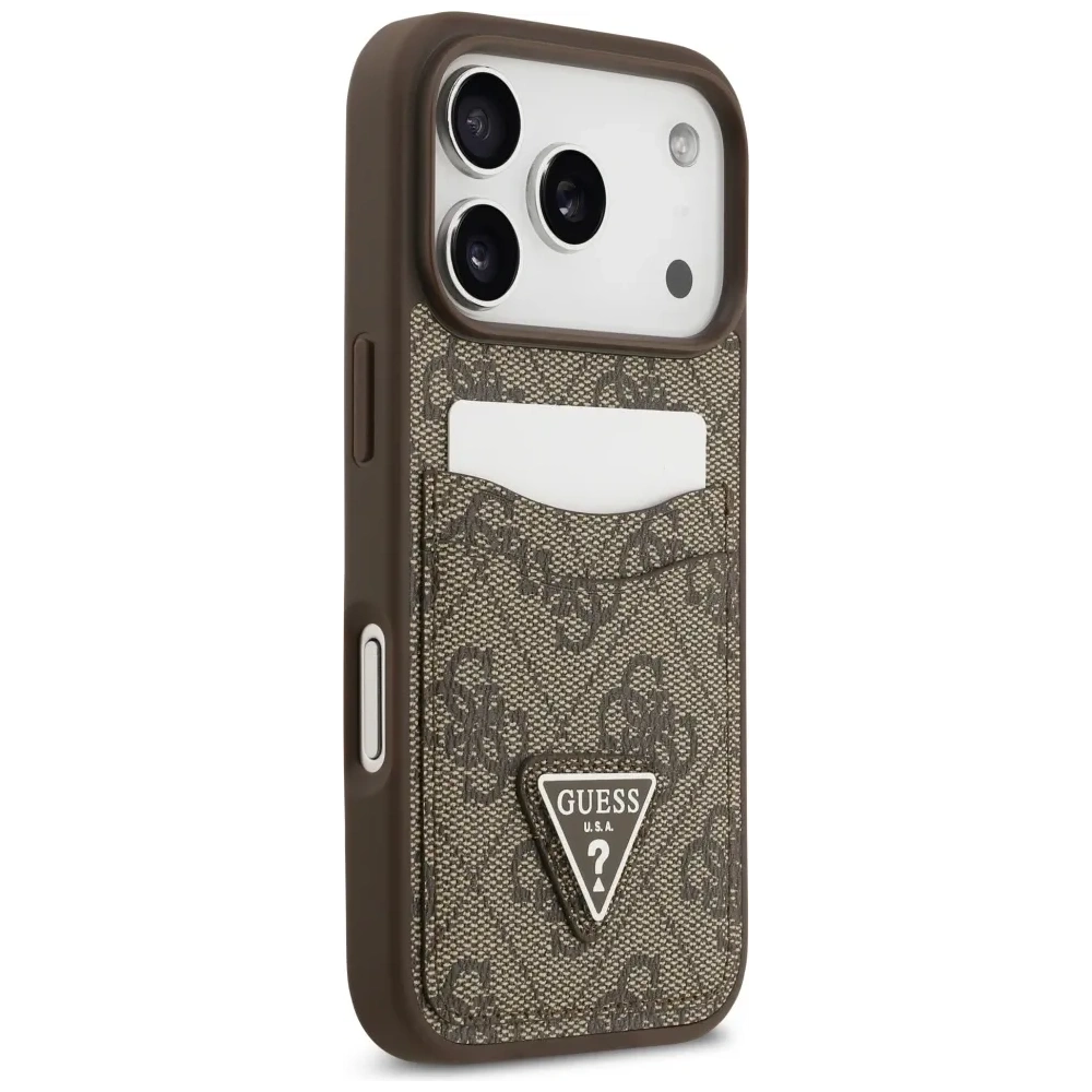 Etui Guess 4G Double Card Triangle do Apple iPhone 17 Pro brązowy