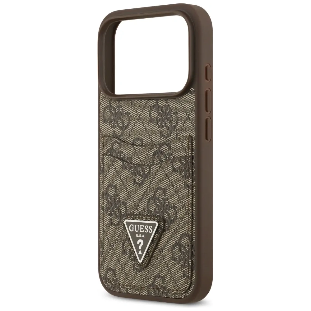 Etui Guess 4G Double Card Triangle do Apple iPhone 17 Pro brązowy