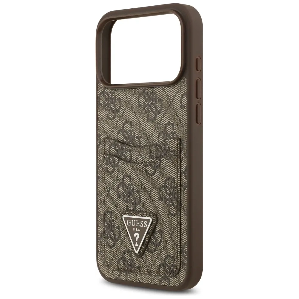 Etui Guess 4G Double Card Triangle do Apple iPhone 17 Pro Max brązowy