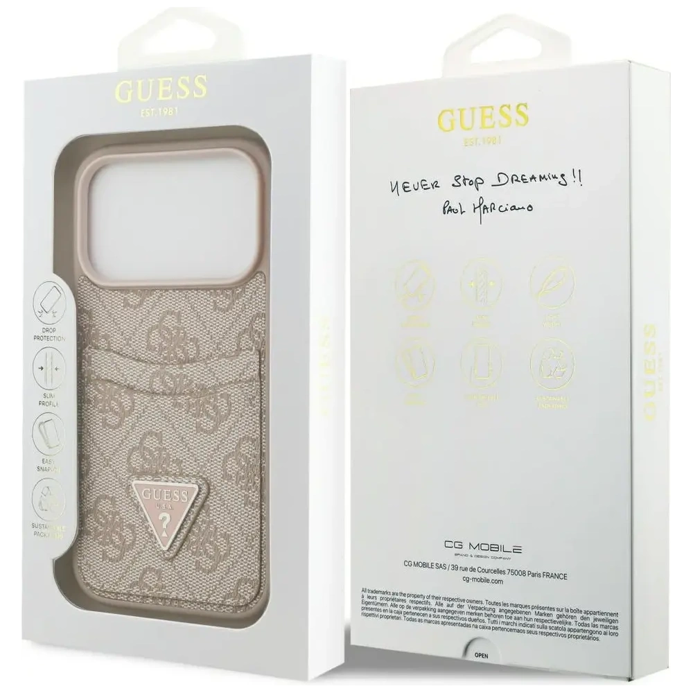 Etui Guess 4G Double Card Triangle do Apple iPhone 17 Pro różowy