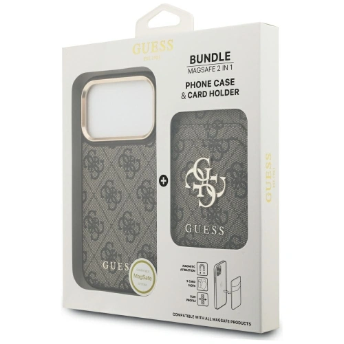 Etui Guess 4G z portfelem MagSafe do Apple iPhone 17 Pro brązowy