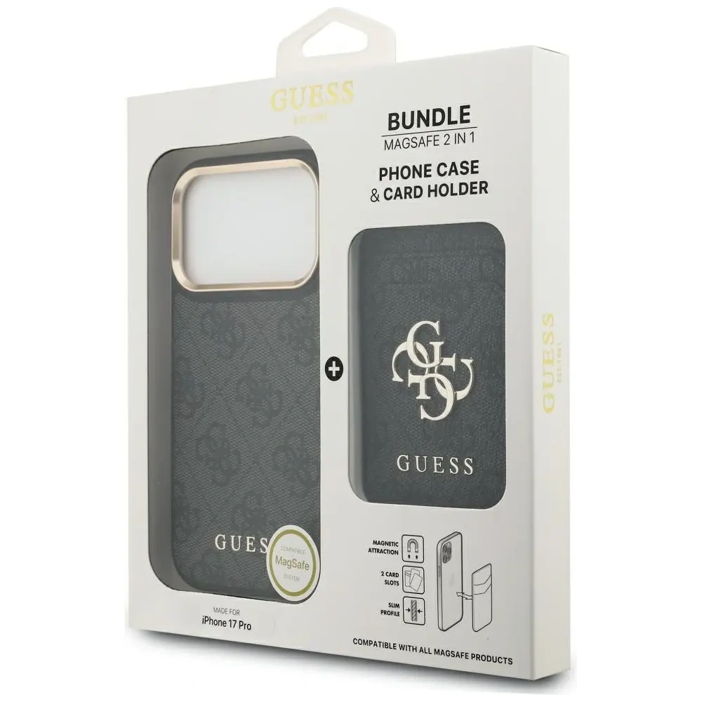 Etui Guess 4G z portfelem MagSafe do Apple iPhone 17 Pro czarny