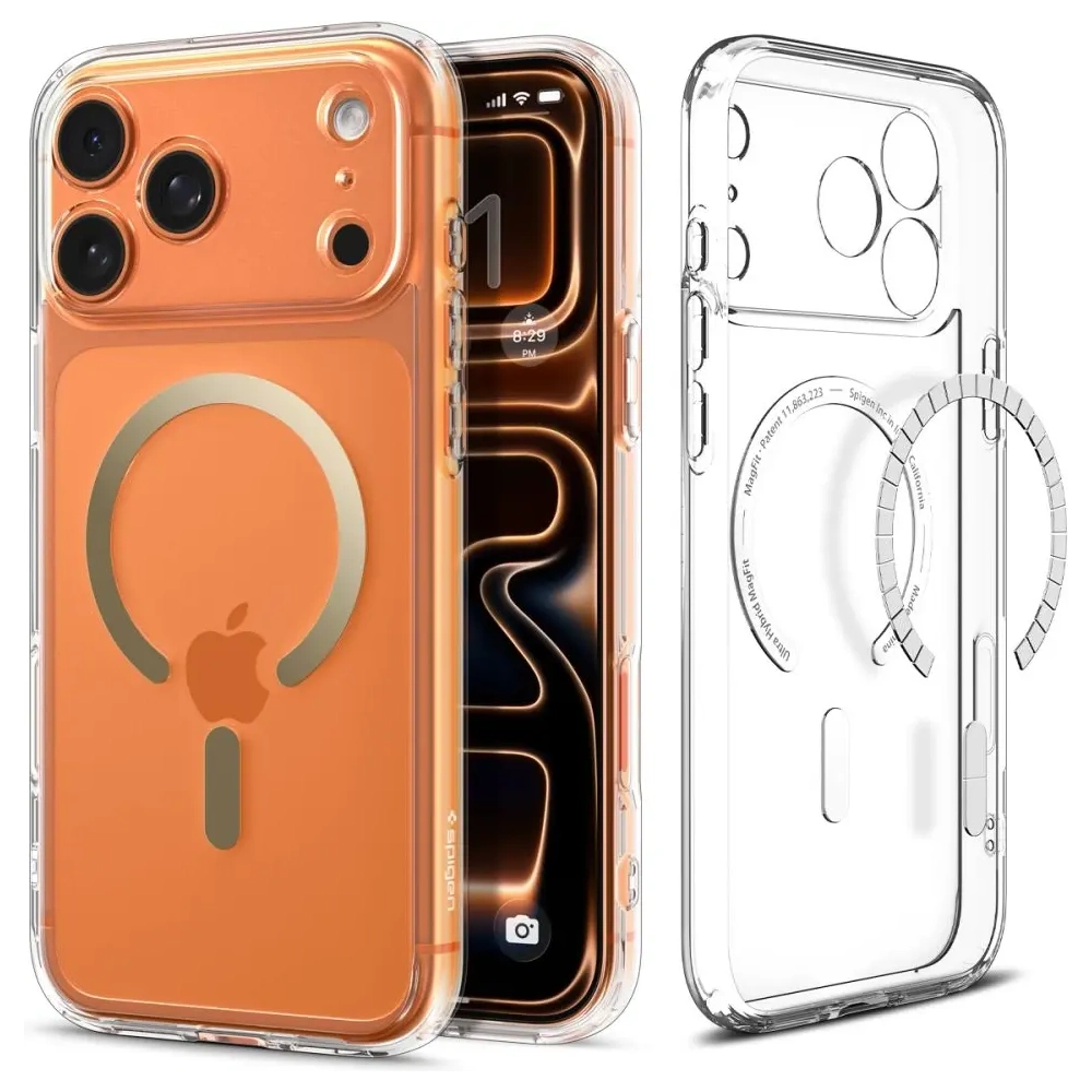 Etui Spigen Ultra Hybrid Mag MagSafe do Apple iPhone 17 Pro Clear/gold