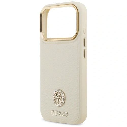 Etui Guess Grained Strass Logo MagSafe do Apple iPhone 17 Pro beżowy