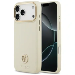 Etui Guess Grained Strass Logo MagSafe do Apple iPhone 17 Pro Max beżowy