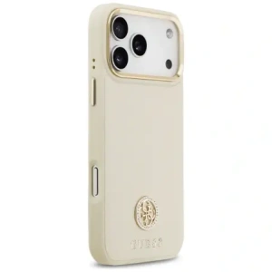 Etui Guess Grained Strass Logo MagSafe do Apple iPhone 17 Pro Max beżowy