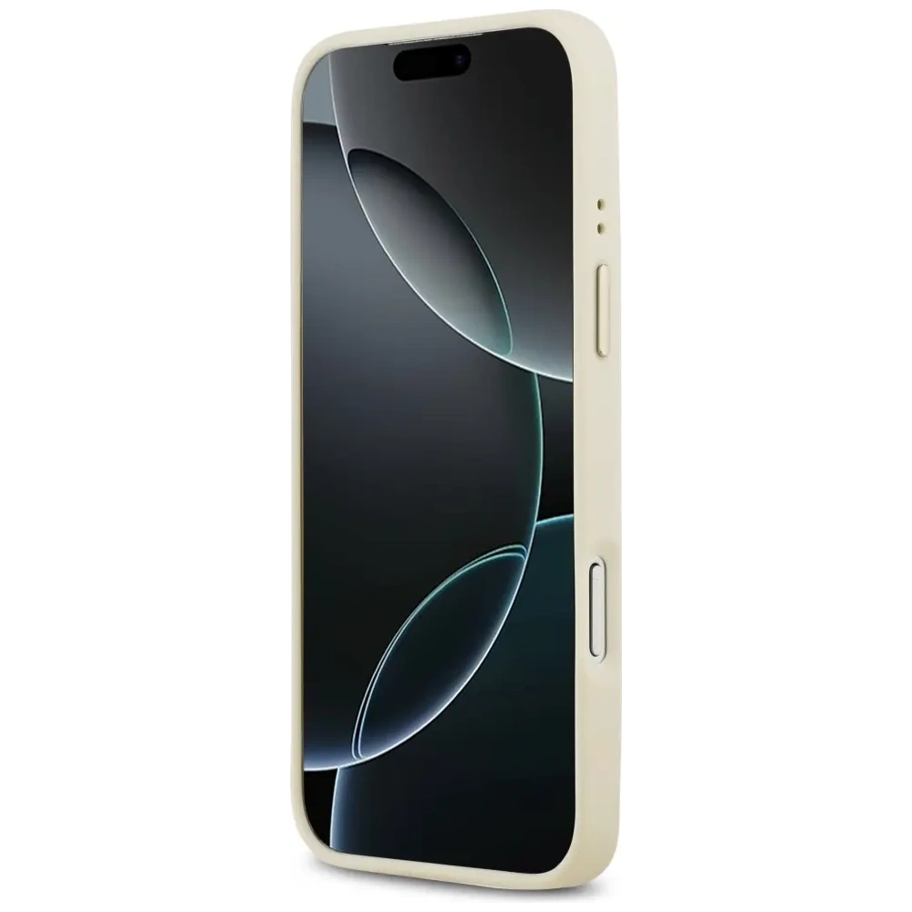 Etui Guess Grained Strass Logo MagSafe do Apple iPhone 17 Pro Max beżowy