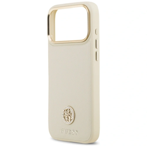 Etui Guess Grained Strass Logo MagSafe do Apple iPhone 17 Pro Max beżowy