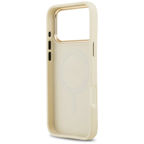 Etui Guess Grained Strass Logo MagSafe do Apple iPhone 17 Pro Max beżowy