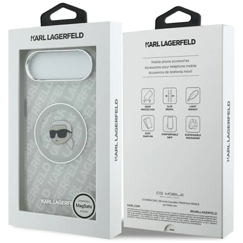 Etui Karl Lagerfeld IML Karl Head Logo MagSafe do Apple iPhone Air szary
