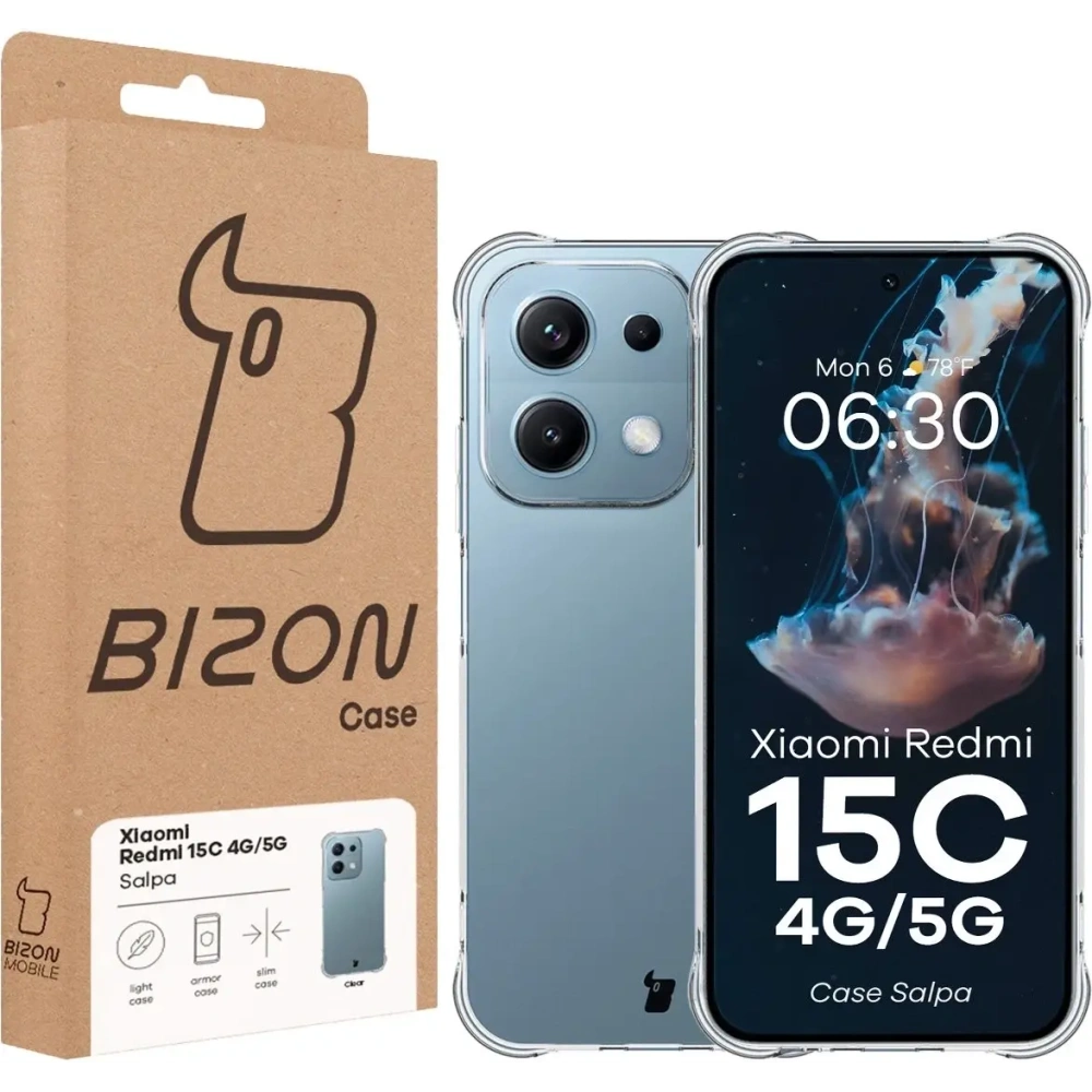Elastyczne etui Bizon Case Salpa do Xiaomi Redmi 15C 4G / 5G 173mm przezroczyste