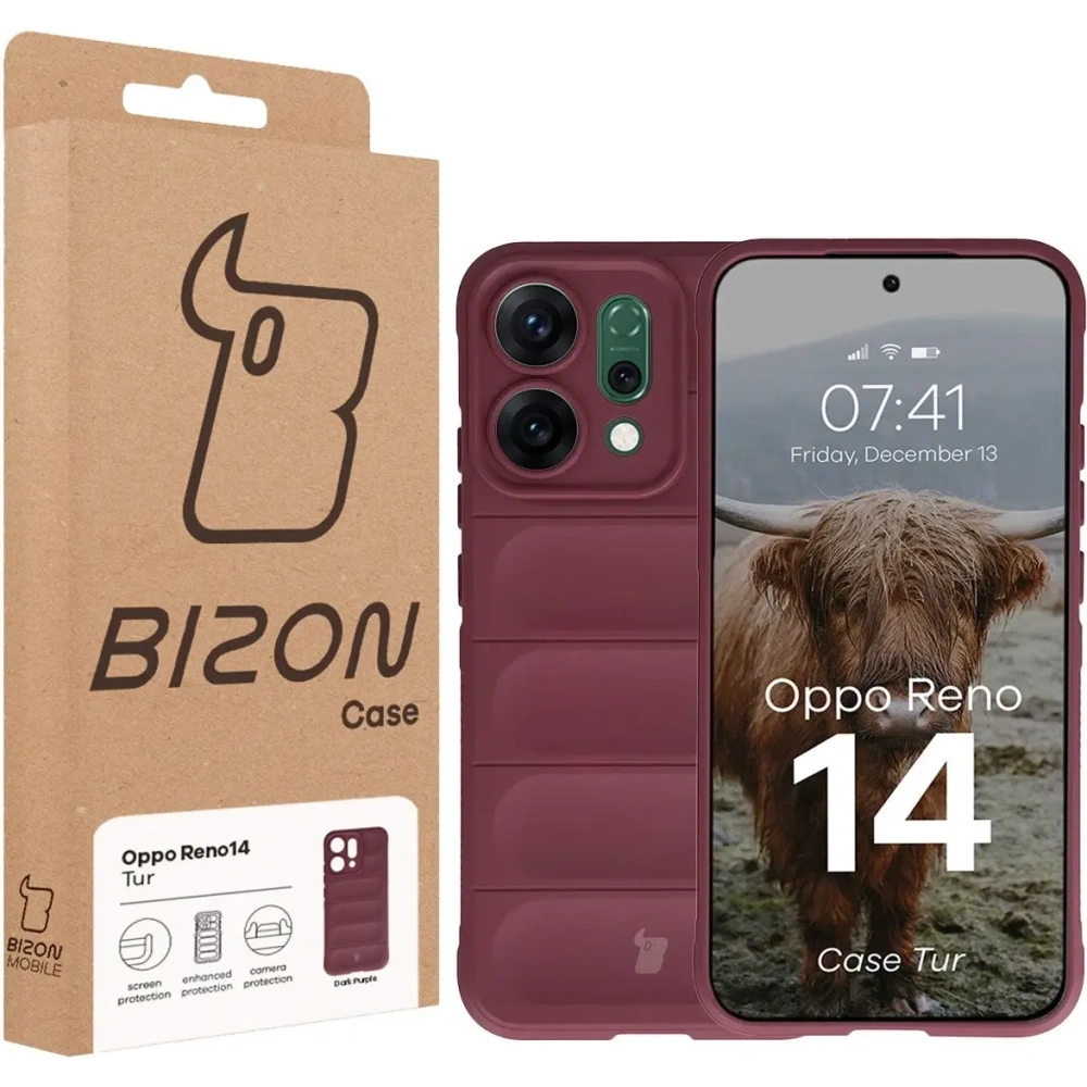 Pancerne etui Bizon Case Tur do Oppo Reno 14 burgundowe