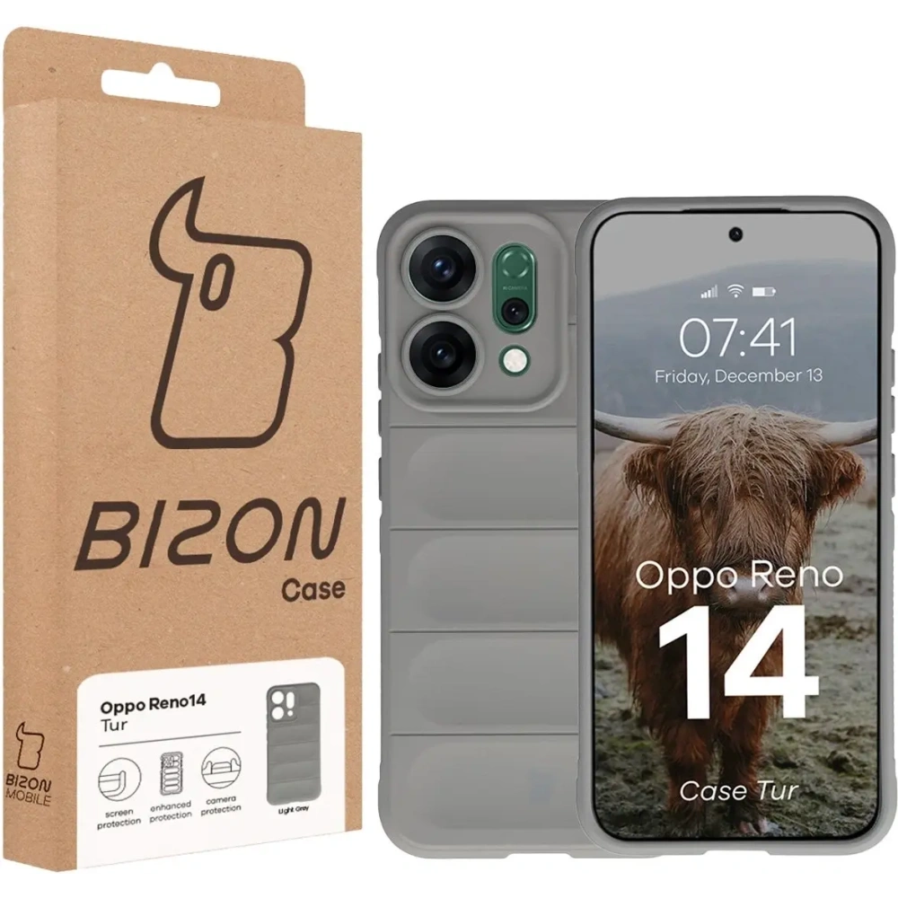 Pancerne etui Bizon Case Tur do Oppo Reno 14 jasnoszare
