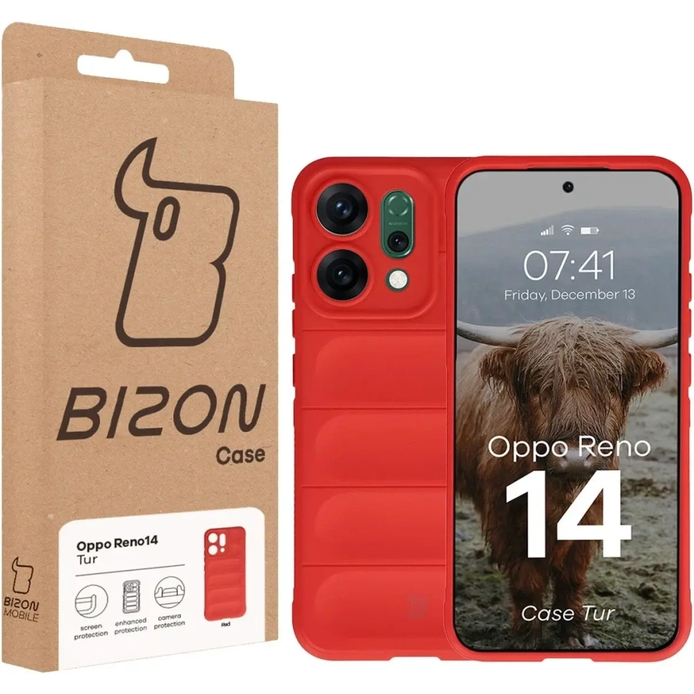 Pancerne etui Bizon Case Tur do Oppo Reno 14 czerwone