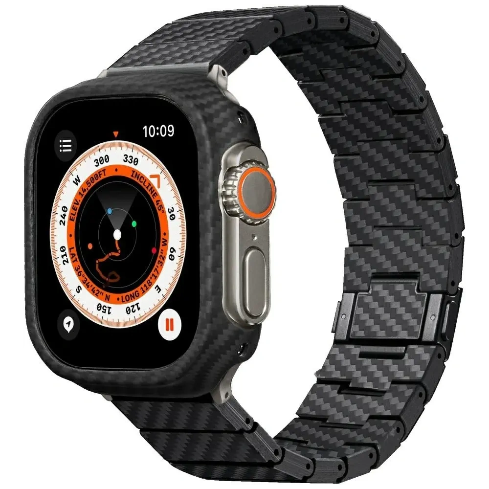 Pasek PITAKA Carbon Fiber Modern do Apple Watch 1/2/3/4/5/6/7/8/9/10/11/SE/SE 3/Ultra/Ultra 2/Ultra 3 czarno szary