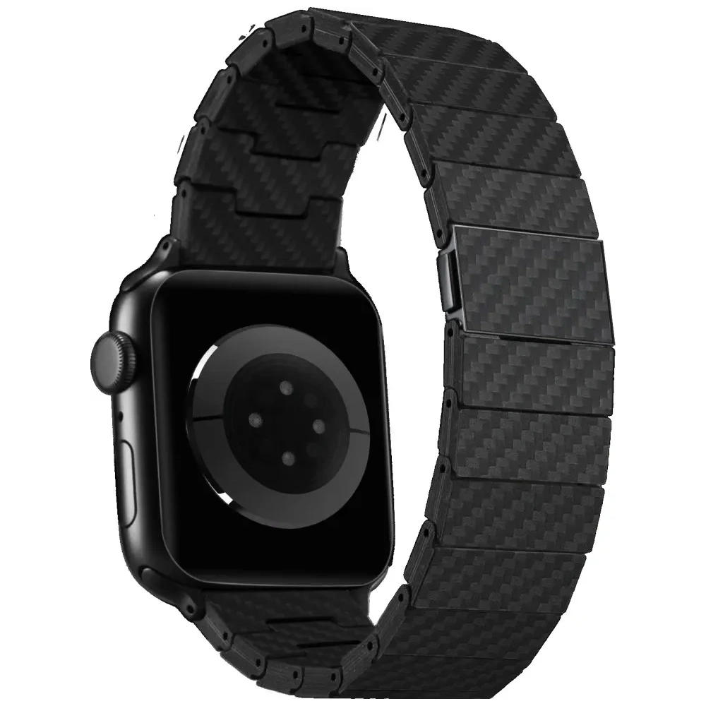 Pasek PITAKA Carbon Fiber Modern do Apple Watch 1/2/3/4/5/6/7/8/9/10/11/SE/SE 3/Ultra/Ultra 2/Ultra 3 czarno szary