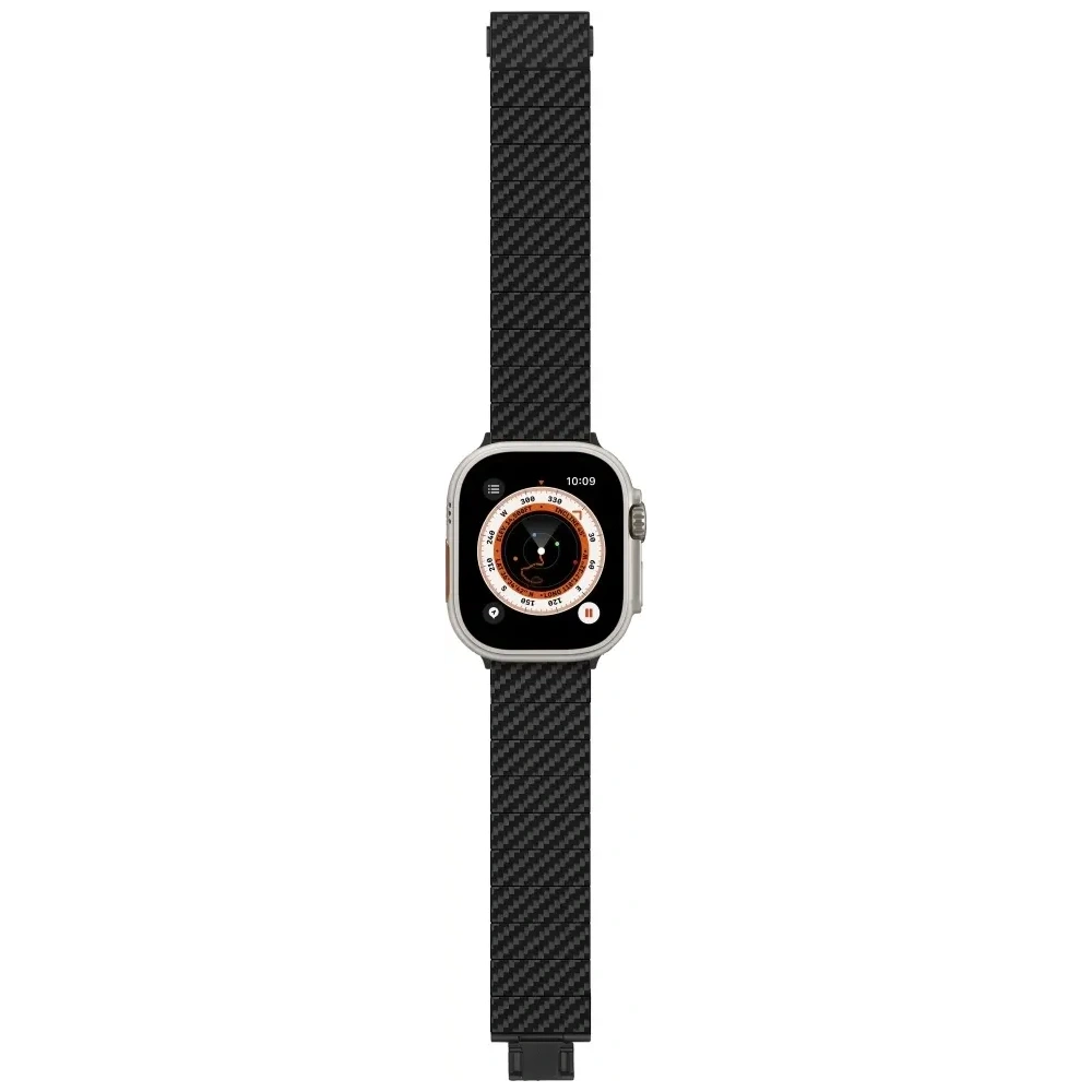 Pasek PITAKA Carbon Fiber Modern do Apple Watch 1/2/3/4/5/6/7/8/9/10/11/SE/SE 3/Ultra/Ultra 2/Ultra 3 czarno szary