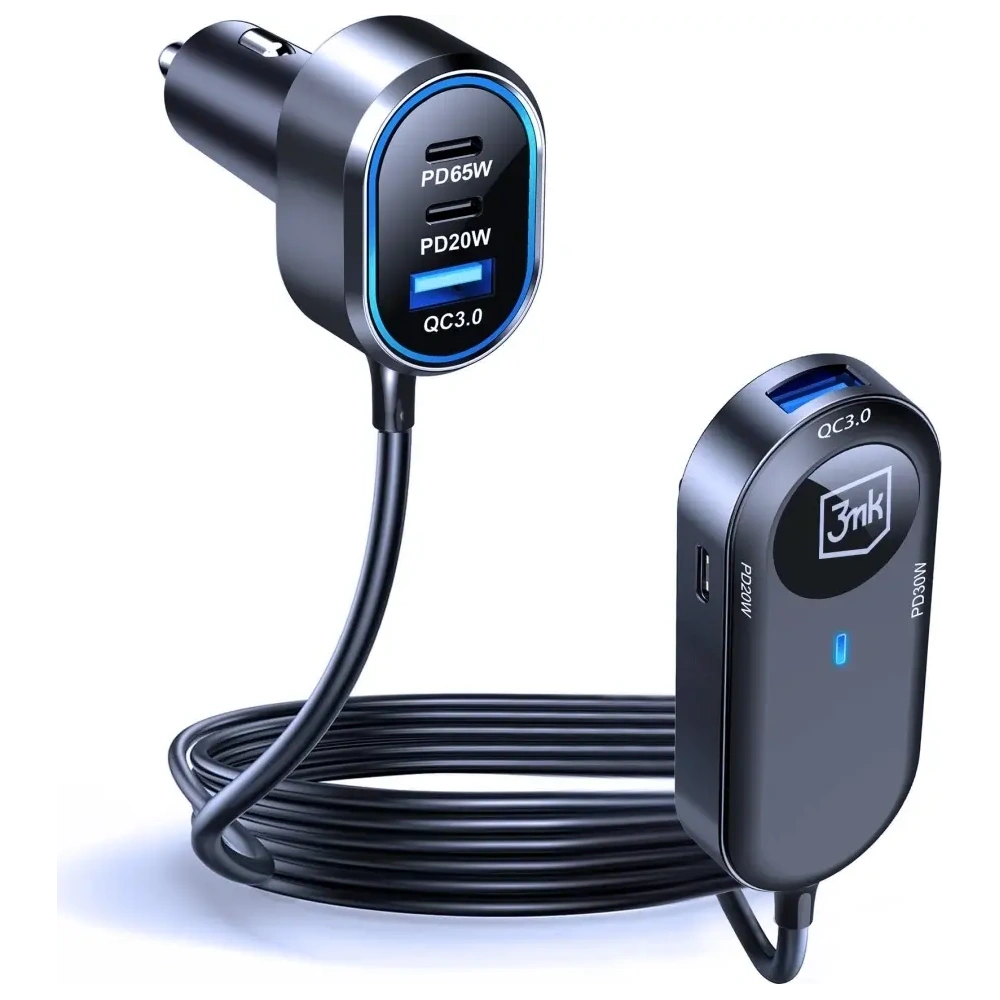 Ładowarka samochodowa 3MK Double Car Charger 135W PD QC PPS 2xUSB-A 4xUSB-C szary