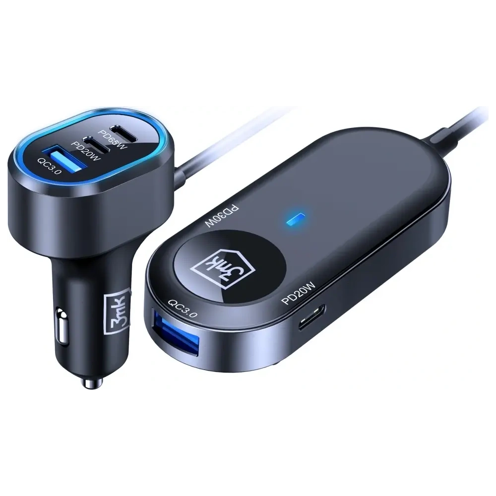 Ładowarka samochodowa 3MK Double Car Charger 135W PD QC PPS 2xUSB-A 4xUSB-C szary