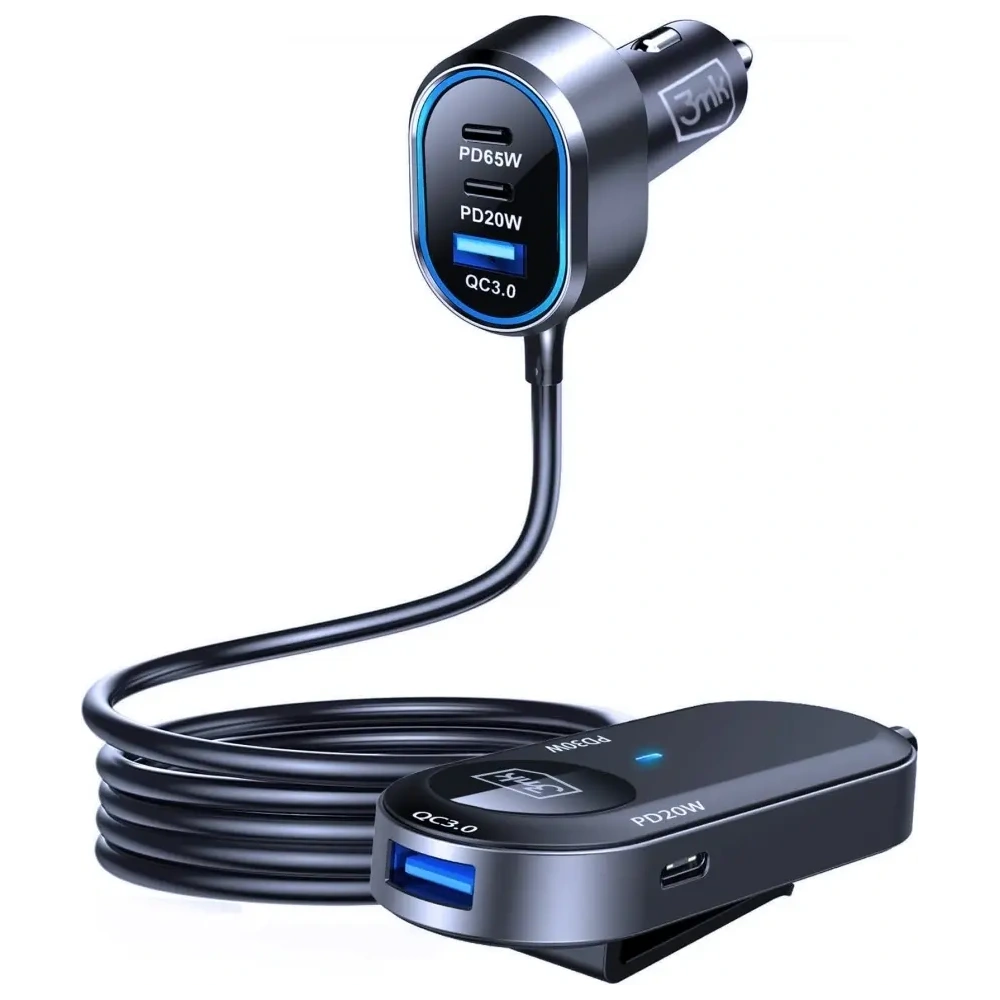 Ładowarka samochodowa 3MK Double Car Charger 135W PD QC PPS 2xUSB-A 4xUSB-C szary