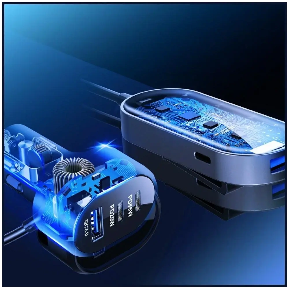 Ładowarka samochodowa 3MK Double Car Charger 135W PD QC PPS 2xUSB-A 4xUSB-C szary