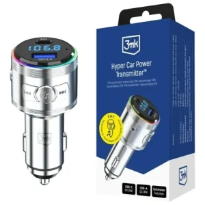 Ładowarka samochodowa 3MK Hyper Car Power Transmitter 48W QC PD PPS USB-C / USB-A z transmiterem audio srebrny