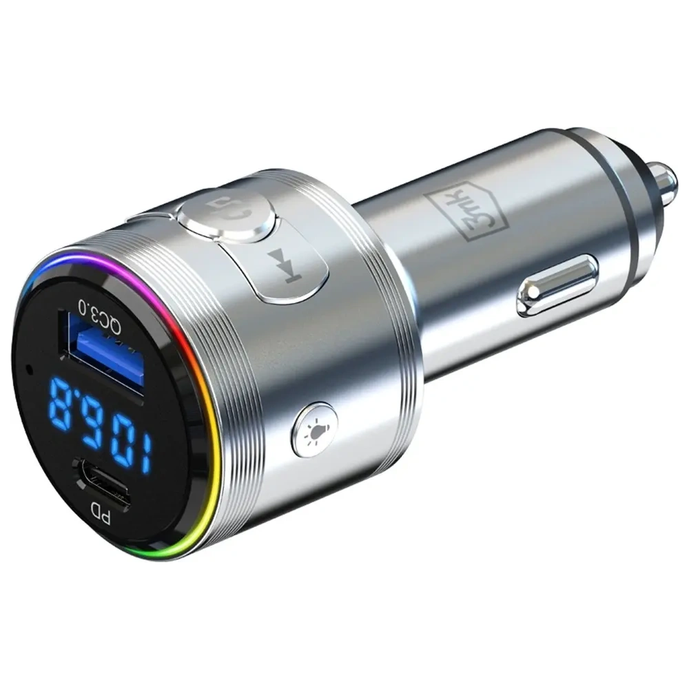 Ładowarka samochodowa 3MK Hyper Car Power Transmitter 48W QC PD PPS USB-C / USB-A z transmiterem audio srebrny
