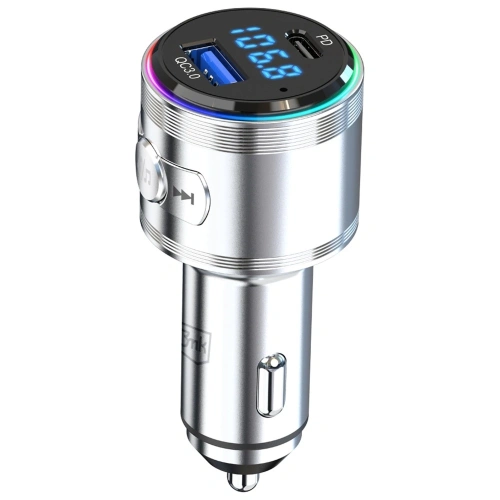 Ładowarka samochodowa 3MK Hyper Car Power Transmitter 48W QC PD PPS USB-C / USB-A z transmiterem audio srebrny