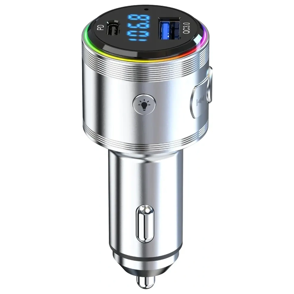 Ładowarka samochodowa 3MK Hyper Car Power Transmitter 48W QC PD PPS USB-C / USB-A z transmiterem audio srebrny