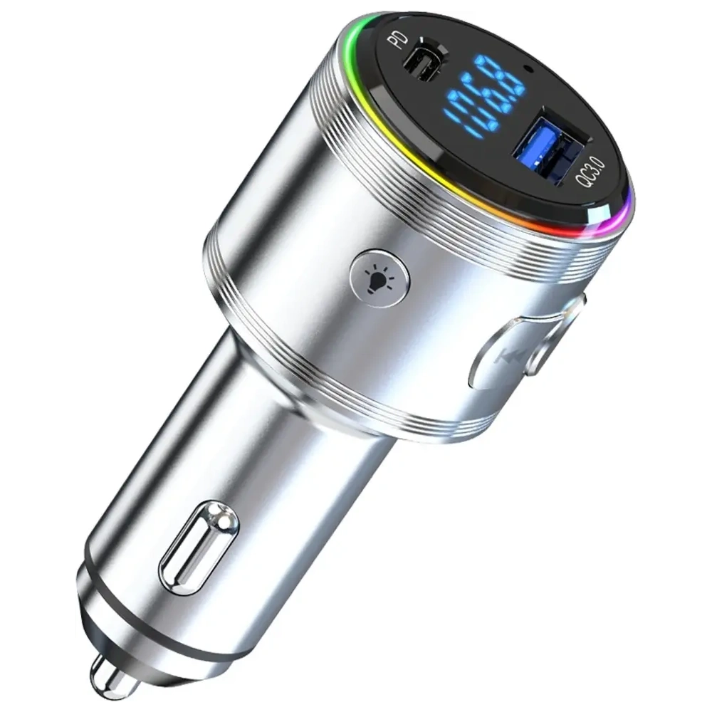 Ładowarka samochodowa 3MK Hyper Car Power Transmitter 48W QC PD PPS USB-C / USB-A z transmiterem audio srebrny