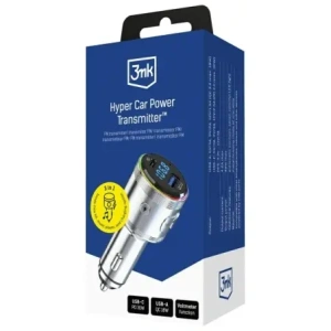 Ładowarka samochodowa 3MK Hyper Car Power Transmitter 48W QC PD PPS USB-C / USB-A z transmiterem audio srebrny