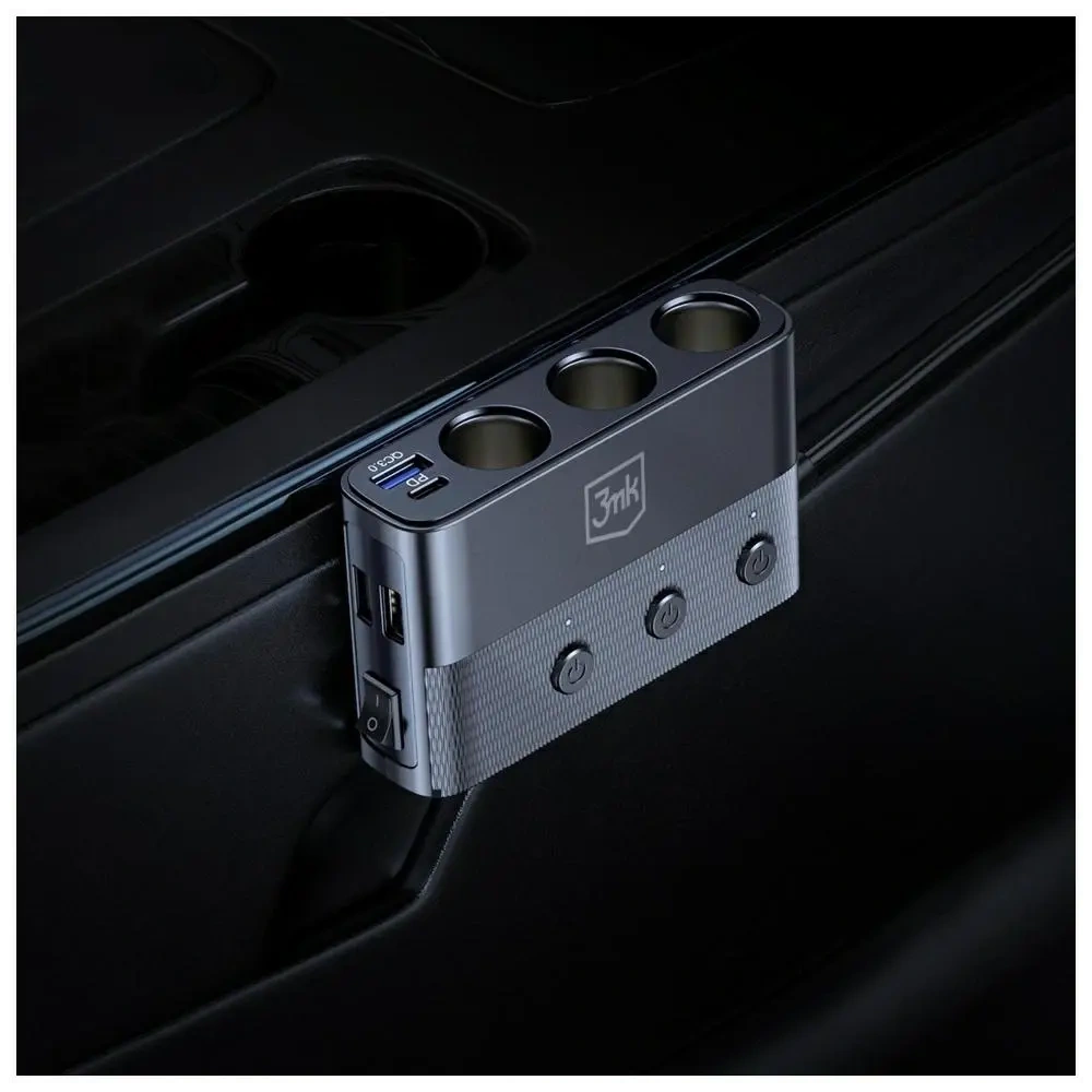Rozdzielacz 3MK Car Power Splitter 120W PD QC PPS 3xUSB-A, USB-C, 3xDC czarny