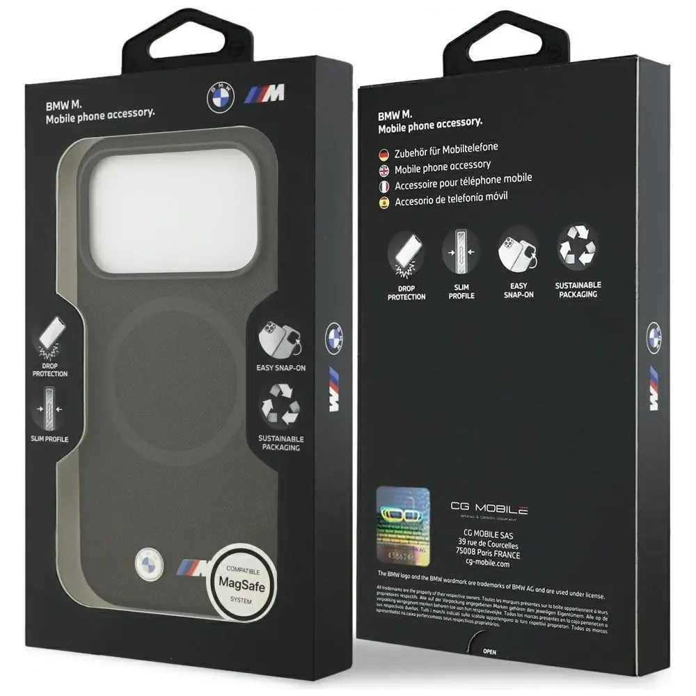 Etui BMW M FW Metal Logo MagSafe do Apple iPhone 17 Pro czarny