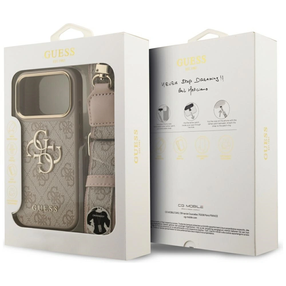 Etui Guess 4G Big 4G Classic Logo Big Strap Metal Buttons do Apple iPhone 17 Pro różowy