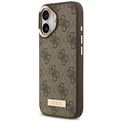 Etui Guess 4G Logo Plate MagSafe do Apple iPhone 17 brązowy