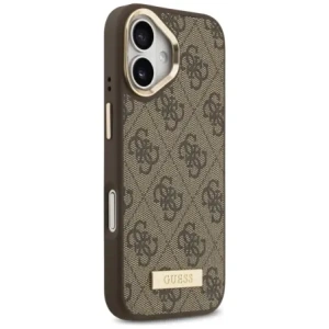 Etui Guess 4G Logo Plate MagSafe do Apple iPhone 17 brązowy